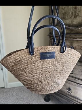 Sezane- Justine Basket Bag- Deep natural navy raffia